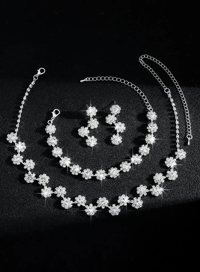 Take Two  3-Piece Embellished Flower Necklace, Bracelet And Earrings Jewelry Set for Women | Best Price UAE